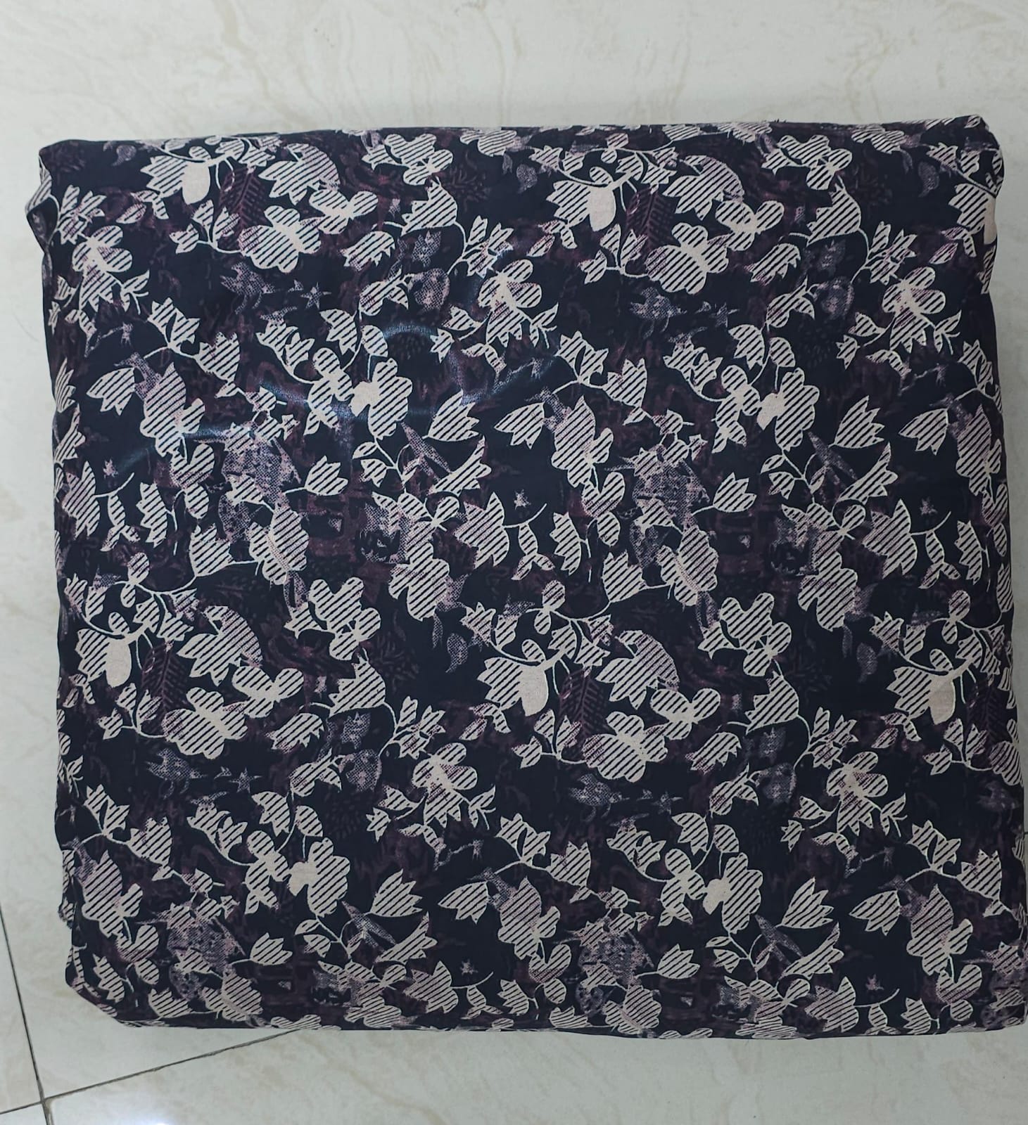 Black & Dark Plum Floral Print color